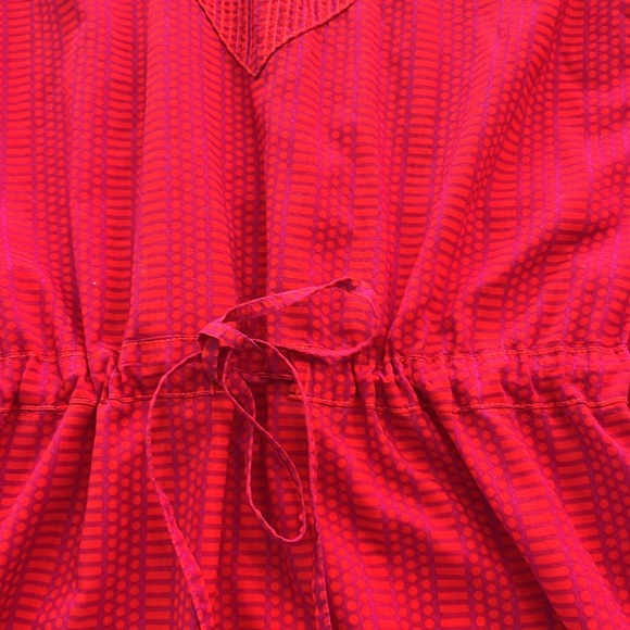 Tory Burch draw string orange pink red dress batik details sz 4 like new - Picture 5 of 9